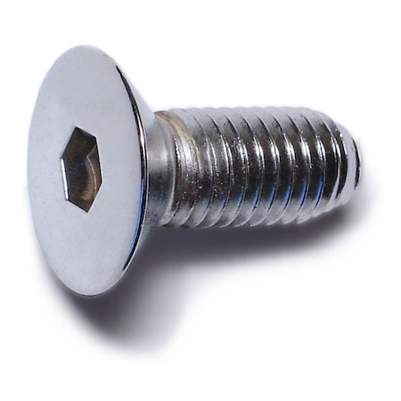 Midwest Fastener M10-1.50 Socket Head Cap Screw, Flat, Chrome Plated Steel, 25 mm Length, 10 PK 30102